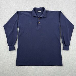 Vintage Canterbury Of‎ New Zealand Shirt Mens Medium Blue Polo Rugby Long Sleeve